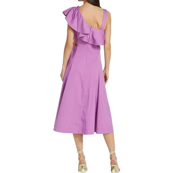 Veronica Beard Beilla One Shoulder Ruffle Cutout Maxi Dress in Vivid Orchid Sz 2 - Picture 6 of 17